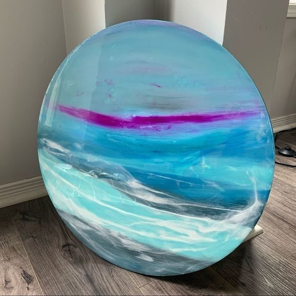 Original modern seascapes abstract art round board - Picture 2 of 9